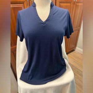 Callaway v neck opti dri golf shirt size L athletic fit blue.